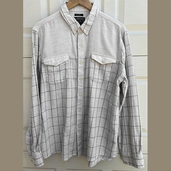 Mens White and Gray Soft Cotton Shirt - Picture 1 of 2